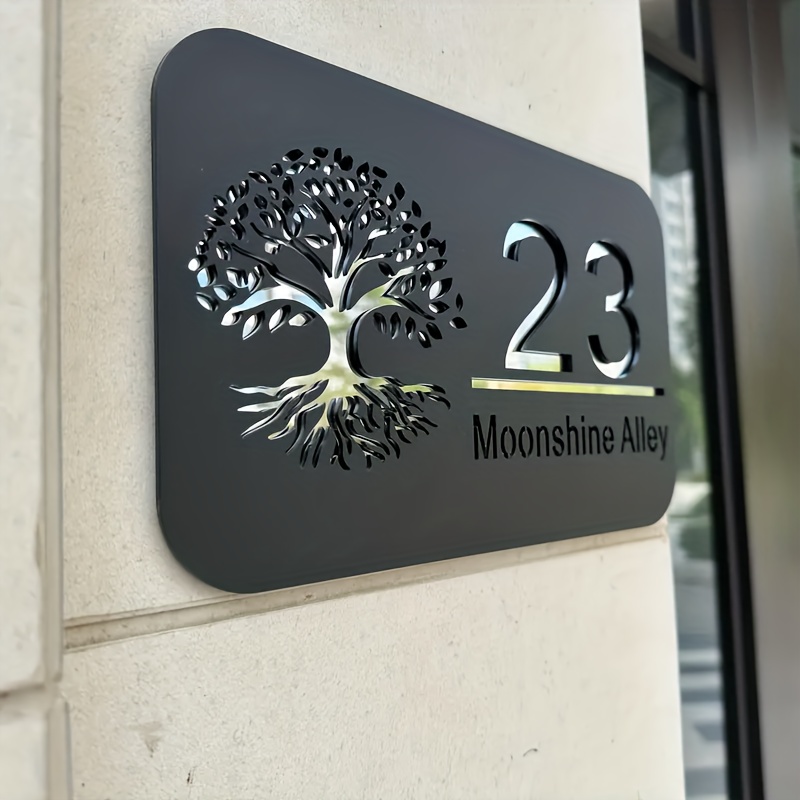 TEMU Plaque d'adresse personnalisée de de Vie, Numéro de maison personnalisé, Décoration murale extérieure à suspendre, Décoration intérieure adaptée