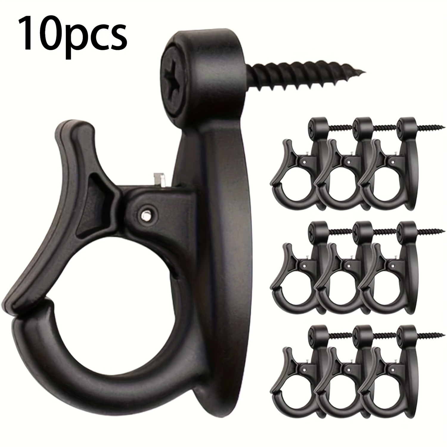 TEMU 10pcs/20pcs Versatile Screw-in Hook For Hanging Lights, Plants, And Wind Chimes - Black