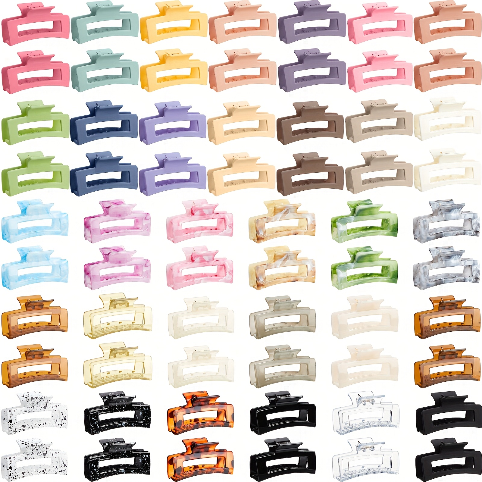 

64pcs Medium Hair Accessories Set - Matte Rectangle Claw Clips, Thin Clamps For , , 3.35 Inch