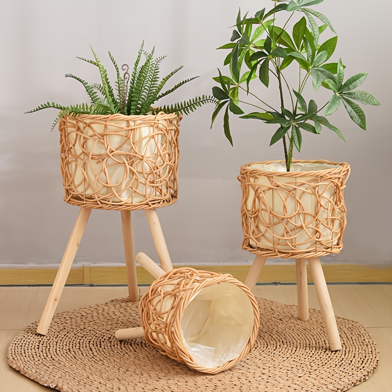 Chic Panier de Plante en Rotin Imitation pour Sol - Support de Pot de  Fleurs Dcoratif * pour Intrieur/Extrieur pour Balcon & Salon, tagre   Fleurs, tagres, Plantes en Pot