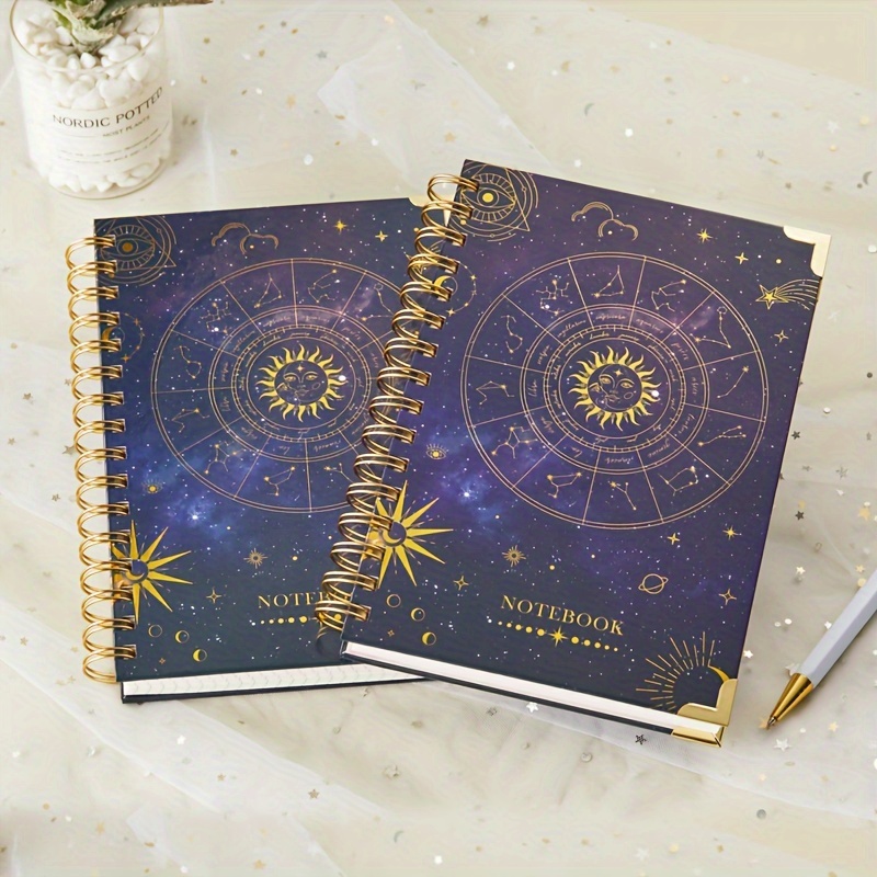 

A5 Spiral Journal Notebook 5.8 X 8.4 In, Hardcover Notebooks For Work School Office, Lined Dotted Paper Notebook Journal College Ruled With 240 Pages, Astrology Cover, Gift For Women Men, 100gsm