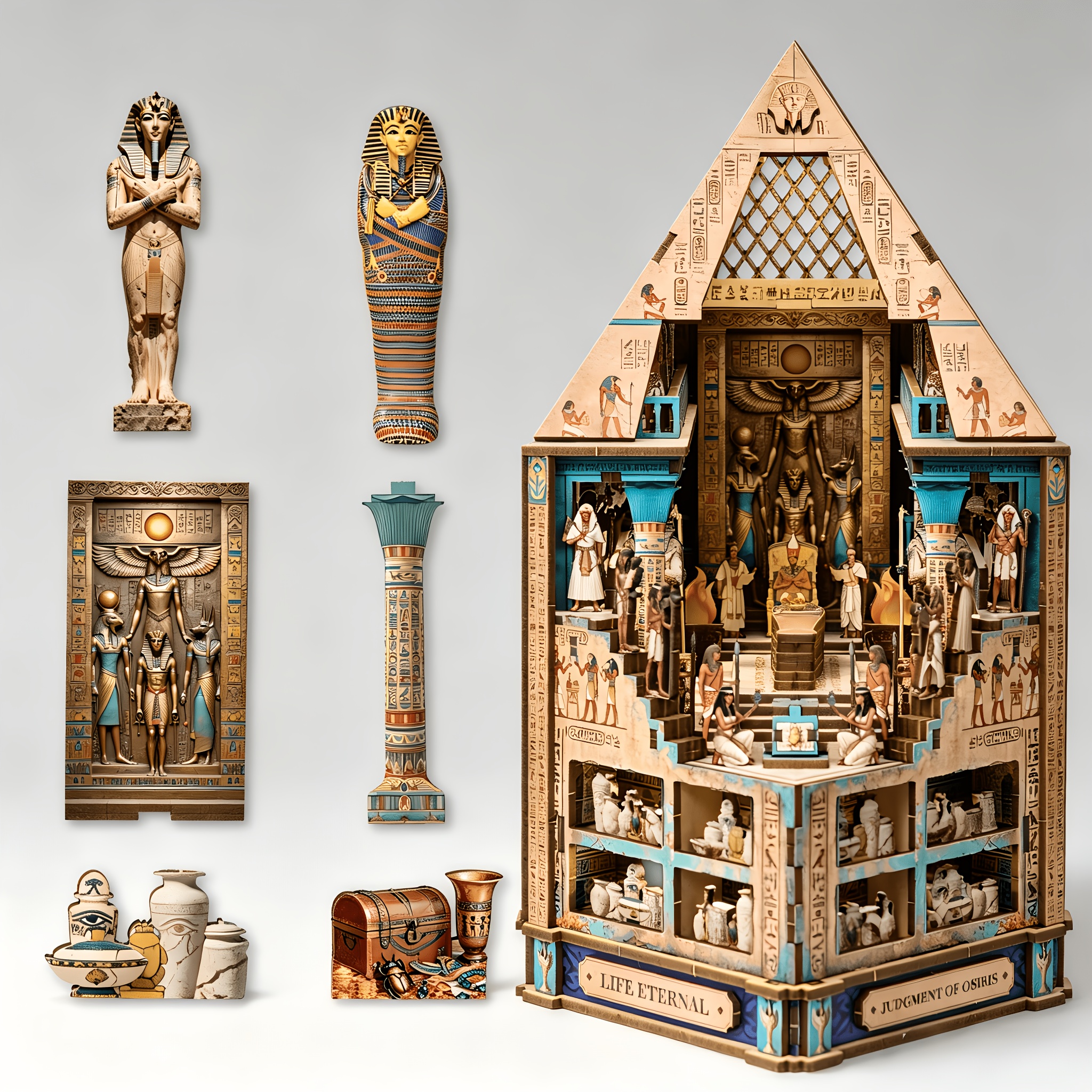 Image of 3d Puzzle, Kit, , , Ancient Egypt , Assembly Toy, Educational Puzzle, Architecture Model, , Desktop Decoration, Creative Gift For Valentine's Day, Halloween, Christmas, Thanksgiving
