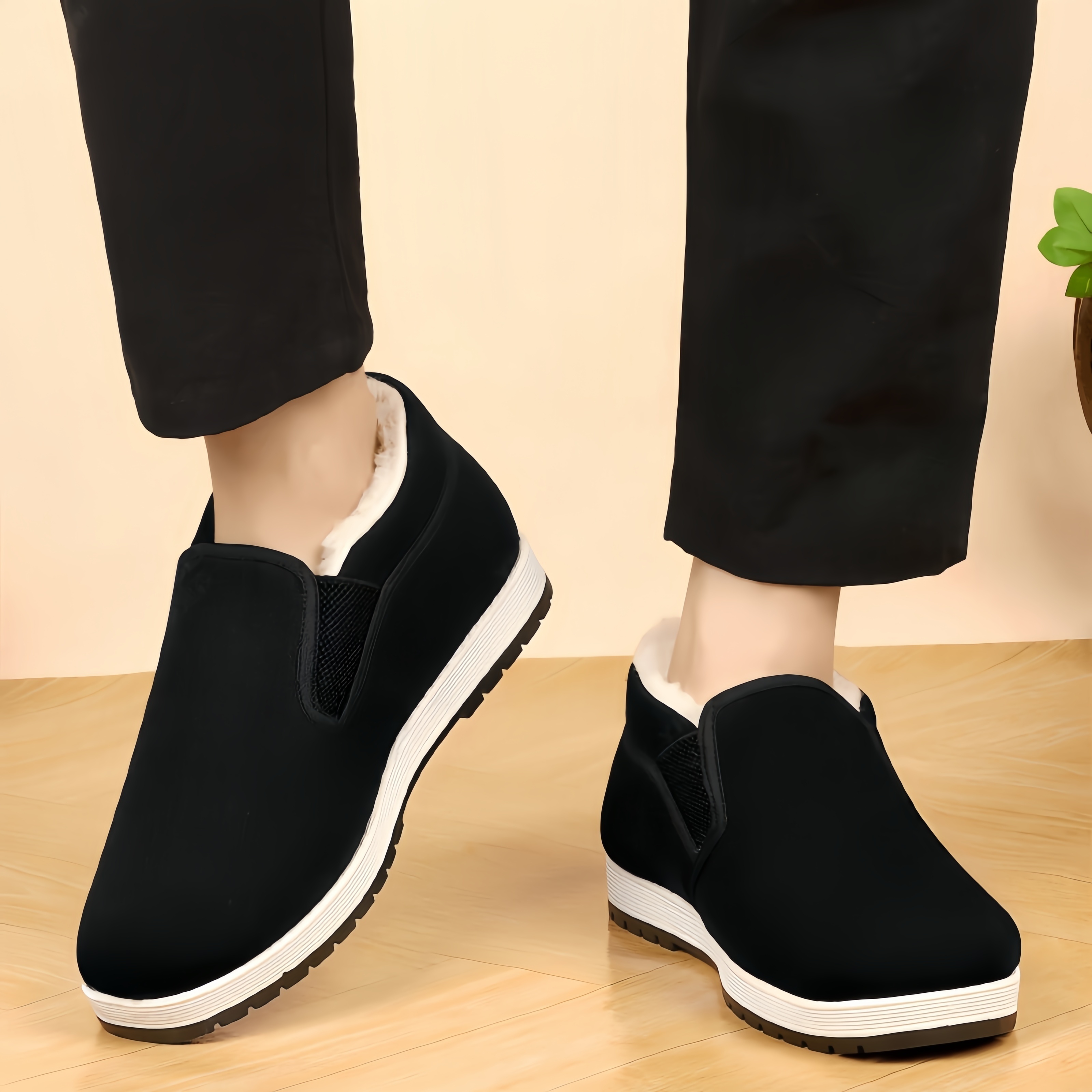 mens winter warm fleece lined slip on sneakers casual non slip   shoes for everyday outdoor activities details 6