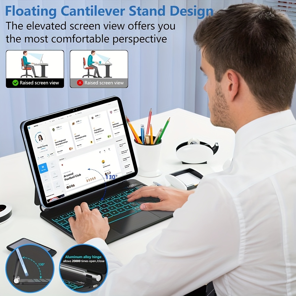 [Solely Magic Keyboard Case2]: Magnetic Attach, Multi-Gesture Trackpad, 7-Color Backlit, Shortcut Keys for Ipad 8.3