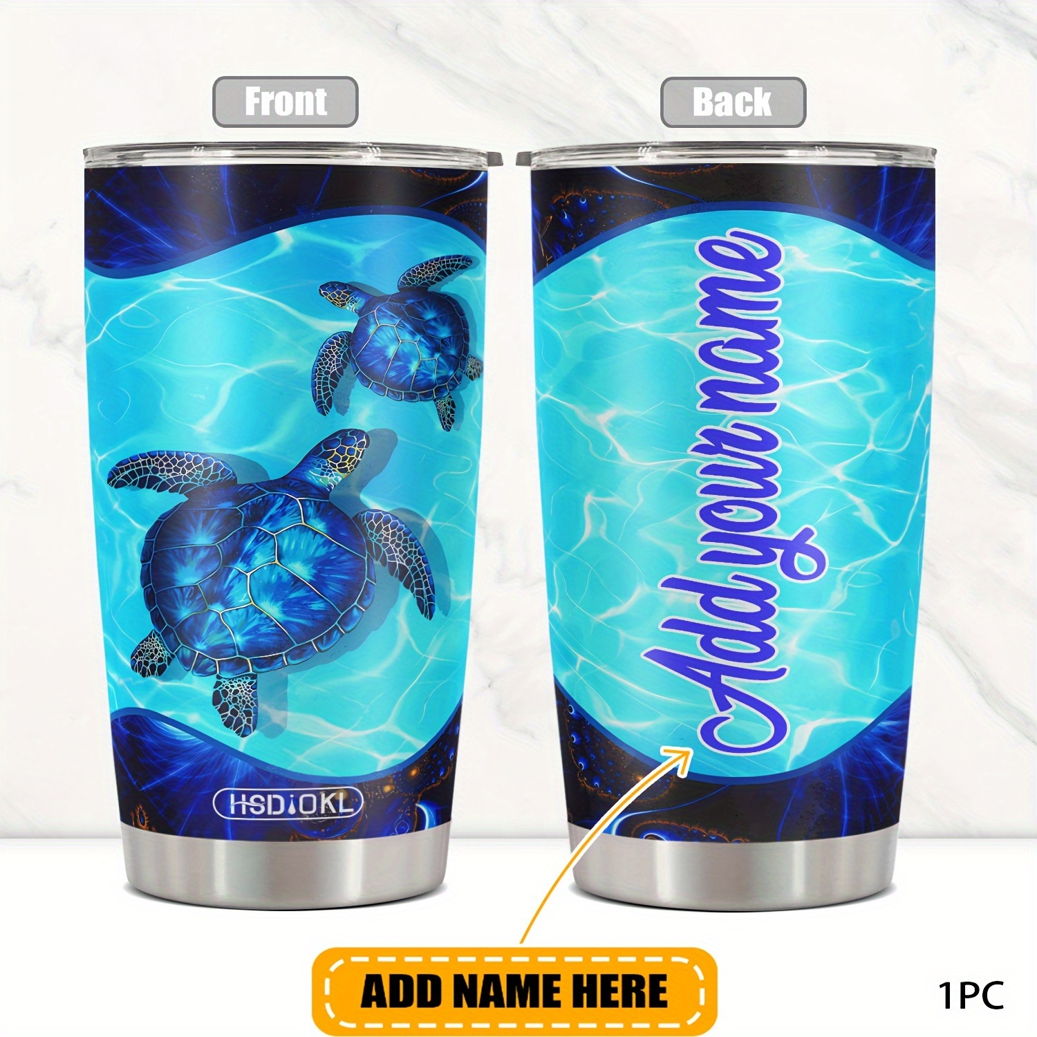 

Custom 20oz With Sea Turtle Design - Personalized Name Or Text, Travel & Gifts, Metal, Bpa-free, Ideal For Birthdays,