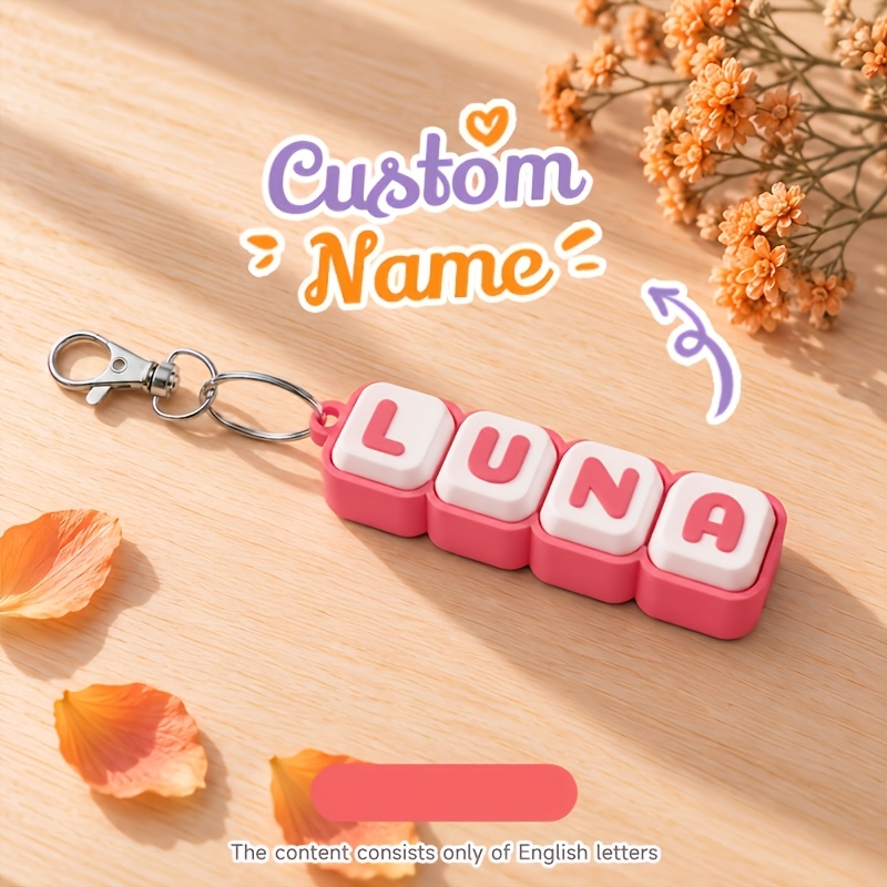 TEMU 1pc Customized Multi-key Combination Letter Keychain With Personalized Name Keycaps. Each Key Pressed Independently. Features Colorful Keycaps