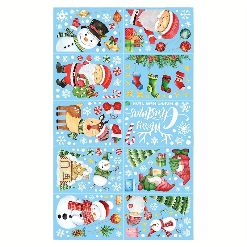 177pcs Christmas Window Clings Set - Reusable Double-sided Decals With Santa, Moose, Snowman & More - Self-adhesive Pvc Holiday Decor