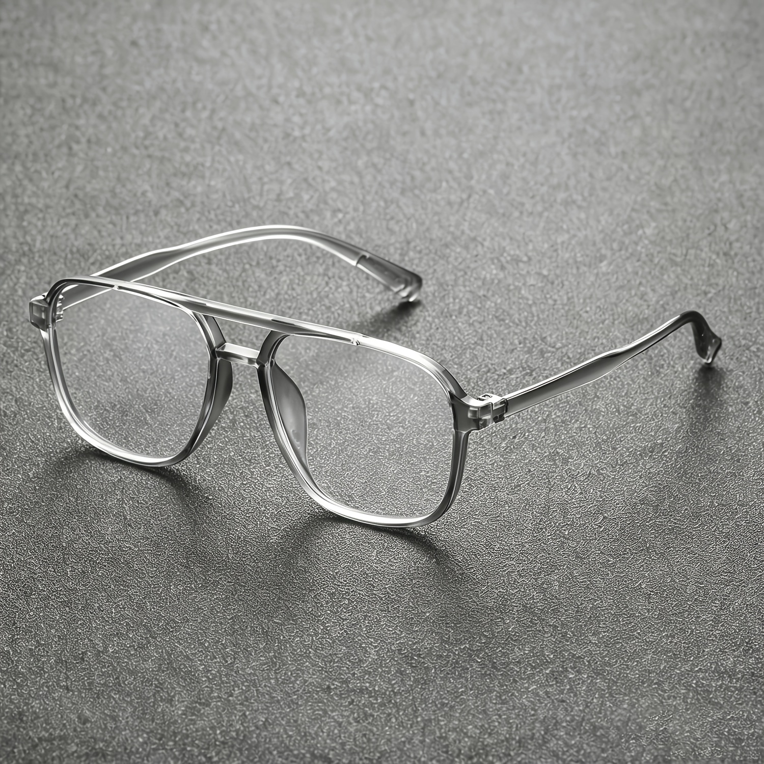1pc Men Double-bridge Geometric Frame Casual Personality Clear Glasses Suitable For Daily Wear