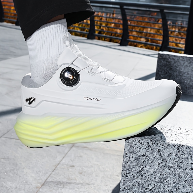 Spring New Men'S Thick-Soled Casual Shoes with Breathable Fabric, Featuring a Rotating Buckle, Versatile And Trendy for Outdoor Sports