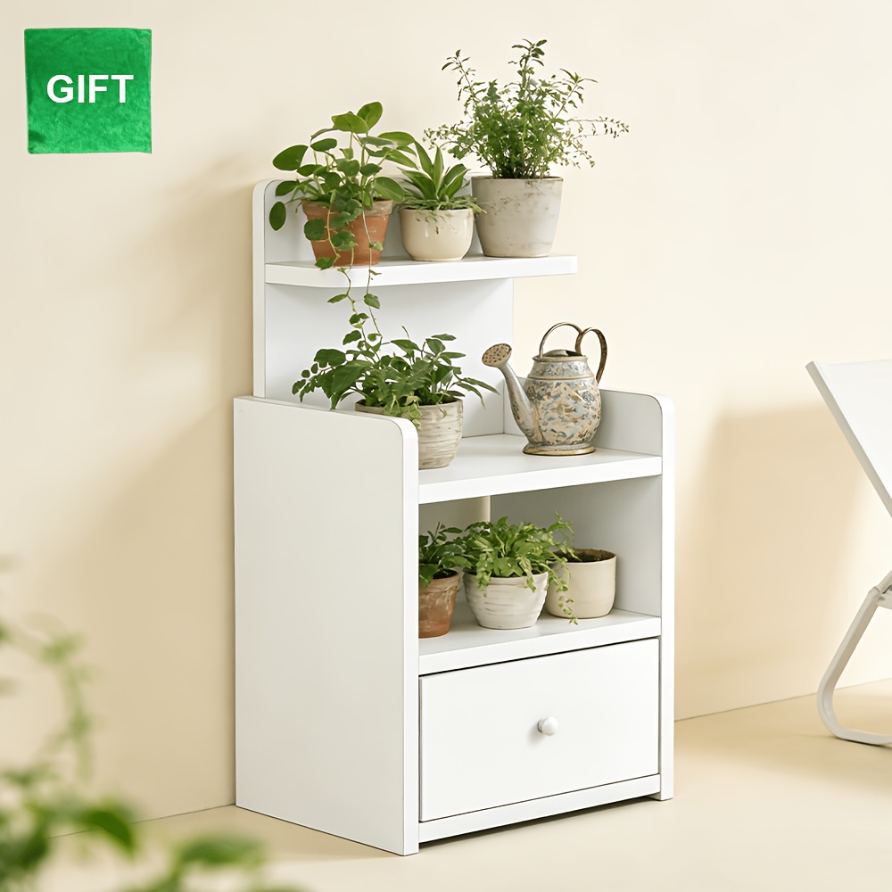 TEMU White Drawer Bedside Table, Providing Cleaning Cloths, Drawer-style Storage Unit, Suitable For Living Room, Bedroom, Office, Small Space Storage