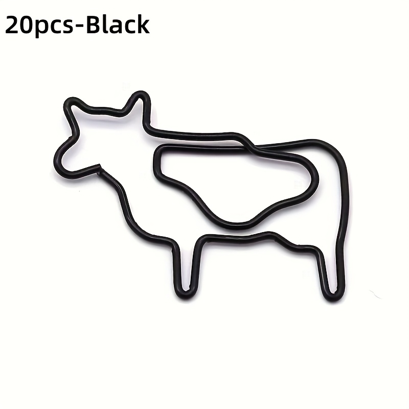 Image of 20pcs/bag White Cow Animal Shaped Paper Clips Metal Paper Clips Bookmark For Office Supplies Gifts Gift Cow Lovers