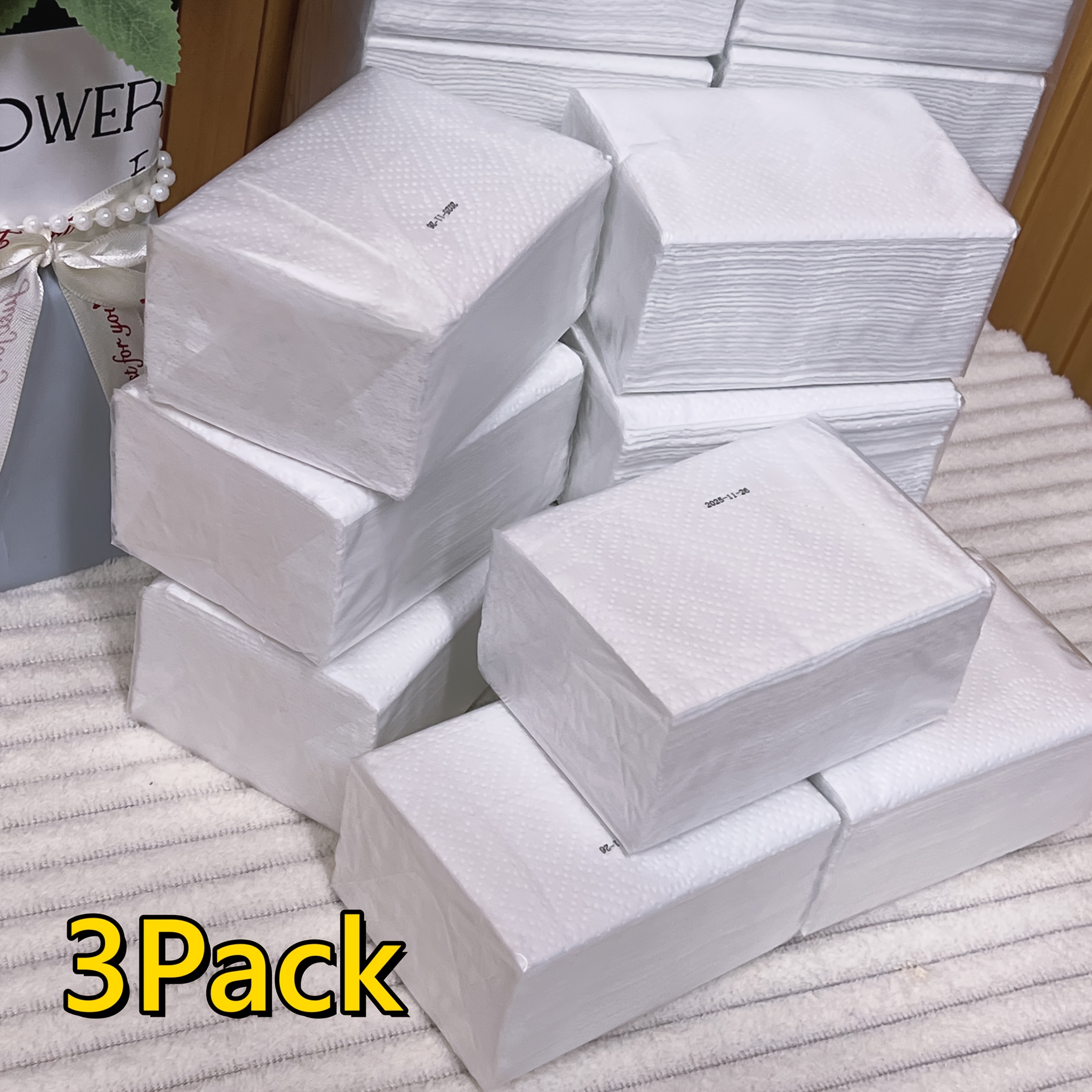 E-shop 900 Blatt dicke Papierhandtücher – 3 Packungen strapazierfähiges, saugfähiges & weiches Gesichts- & Taschentuchpapier, geeignet für Zuhause,