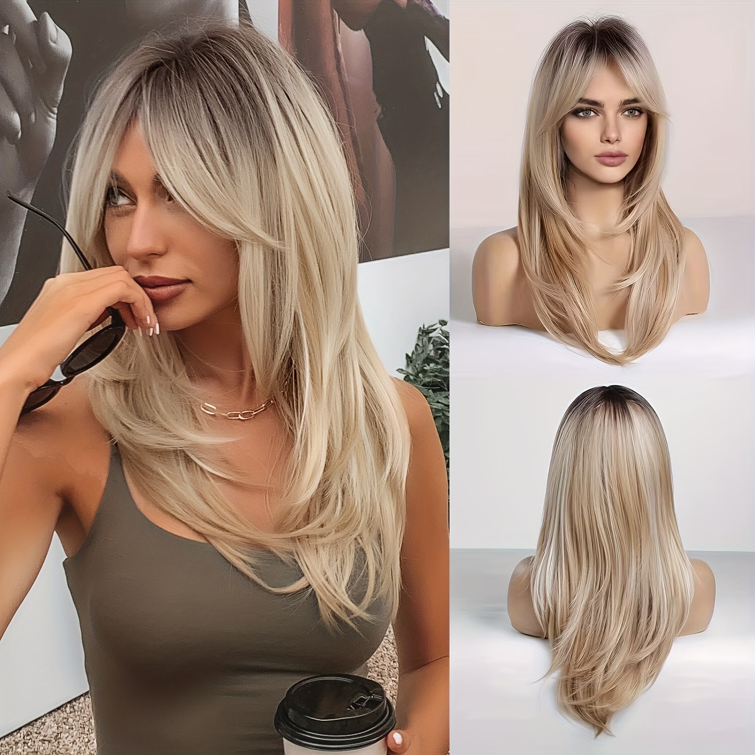 Long Straight Layered Synthetic Wig Beginners Friendly Temu