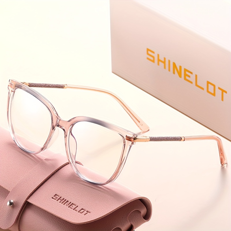 

Shinelot Minimalist Star-embellished Non-prescription Glasses - Full Rim Oval Frame With Comfort Hinges And Tr Material, Clear Pc Lenses, Includes Case - Fashionable Eyewear