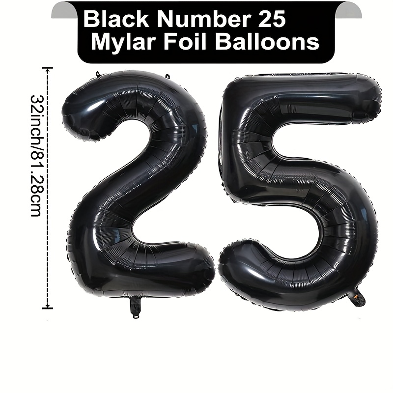 2pcs 25th Anniversary Aluminum Foil Balloon Set 32-inch Foil Balloons Camping Theme Party Decoration Graduation Bride Gift Party Background Decor Wedding Birthday Party Supplies