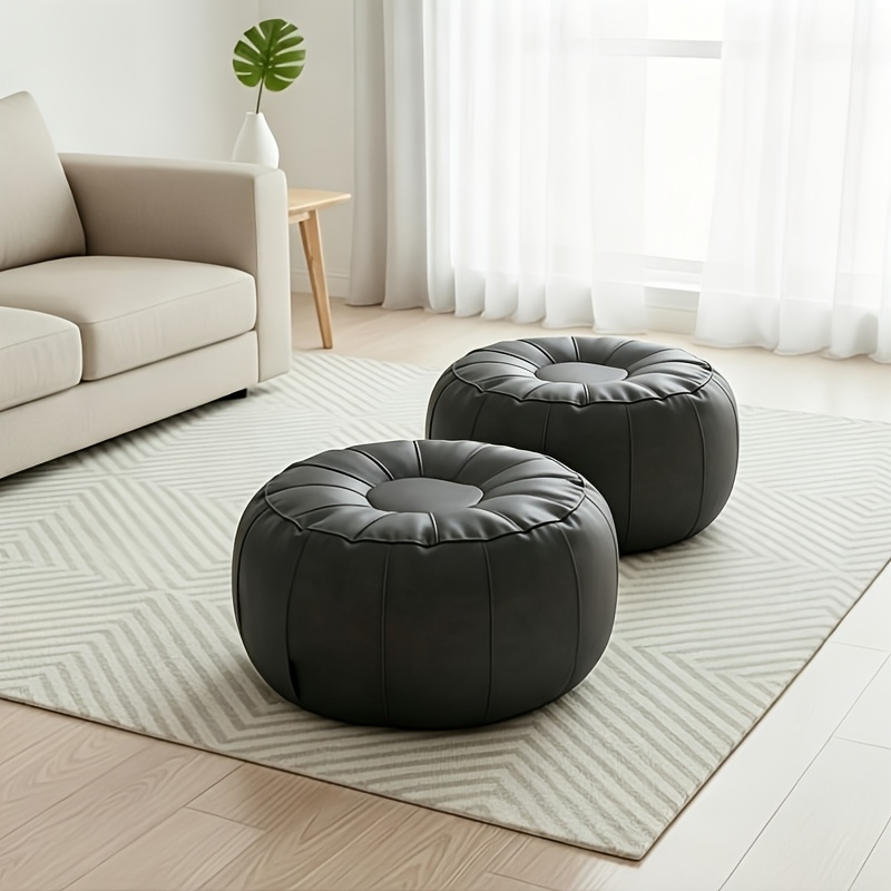 2-pack of Storage Beanbag Chair Covers - Pumpkin Oval Shape, Suitable for Storing Clothes. It Has Storage Function and Is Suitable for Outdoor Use. It Is Comfortable and Soft, Made of Thickened Faux Leather (filling Not Included).