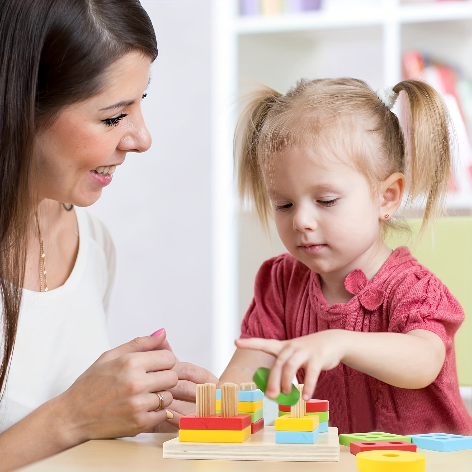 A Colorful Wooden Stacking Puzzle for Kids, Designed to Enhance Their Cognitive Skills And Hands-On Abilities. It'S an Ideal Gift for Birthdays And Holidays