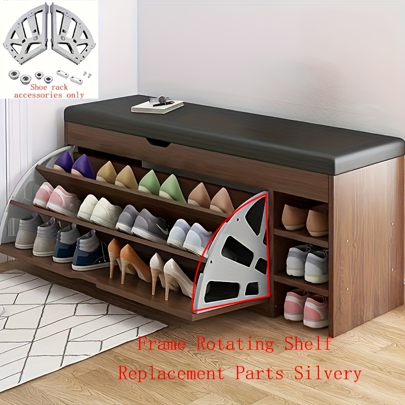 

2cp Shoe Cabinet Drawer 3-layer Steel Furniture Rotating Shelf Replacement Parts Silvery