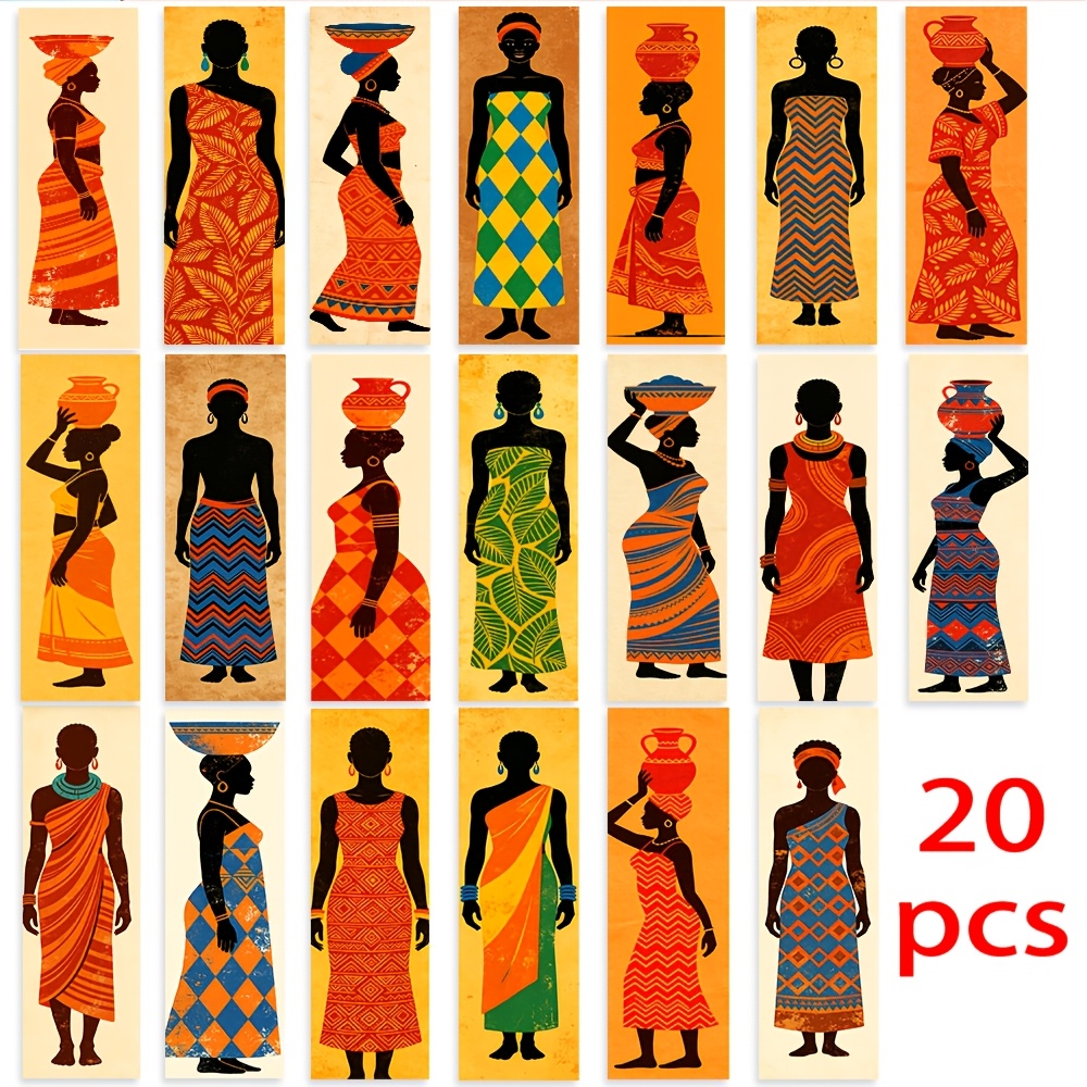 TEMU 20pcs African Female Bookmark Set - Suitable For Back To School Bookmarks With African Women Portraits, Ethnic Page Markers For Books, Journals,