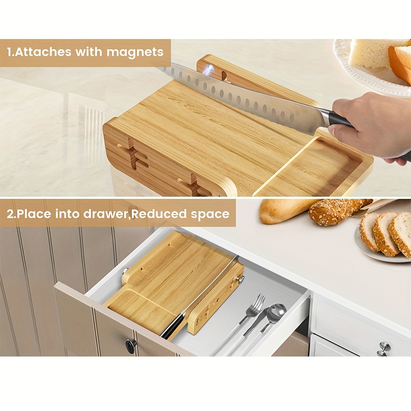 adjustable wooden bread slicer     use kitchen countertop bread cutter with storage slot ideal for baking enthusiasts details 4