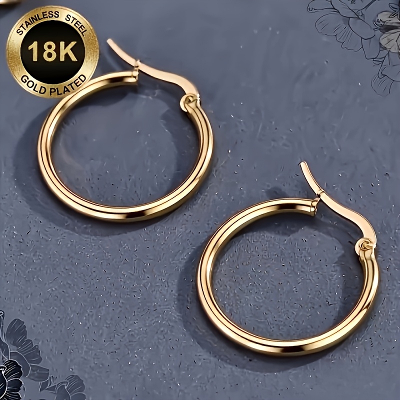 2pcs Elegant 18K Gold-Plated Earrings Set, Versatile Design