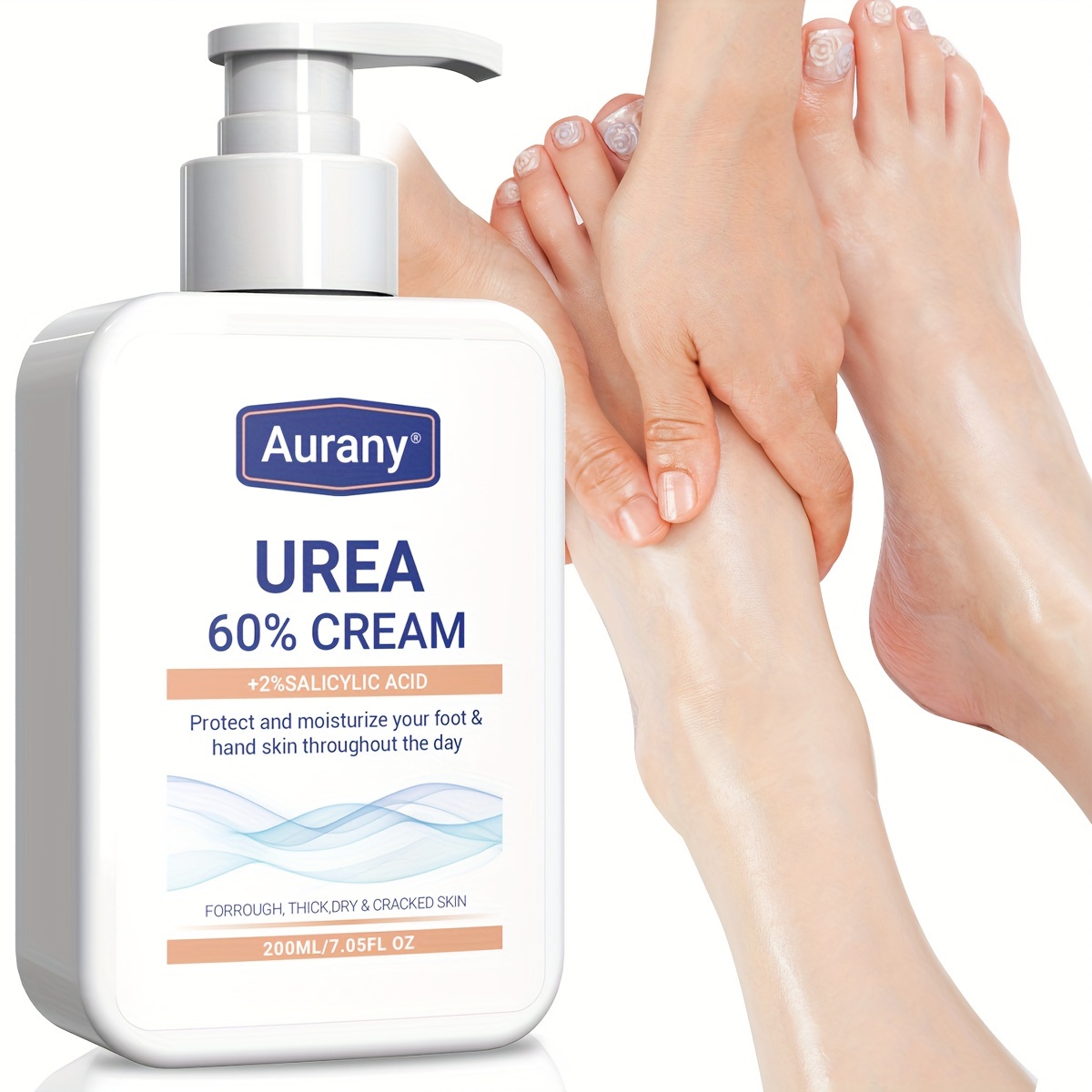 

Aurany 60% Urea Foot & Hand Cream With 2% Salicylic Acid - Intensive Moisturizer For Rough, Cracked Skin, 7.05 Fl Oz | -free, Softens & Protects Urea Foot Cream