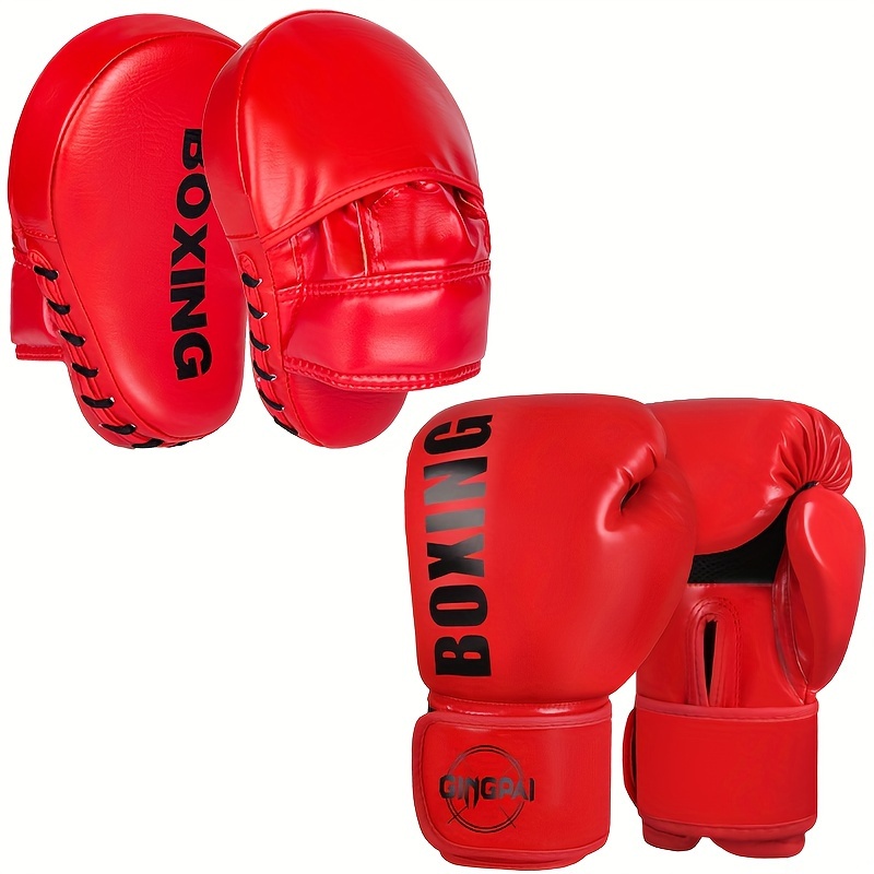 GINGPAI Complete Boxing Training Set with Curved Punching Pad & Taekwondo Foot Target - Durable PU Material, Includes Gloves & Focus Mitts for Adults, Students, and Teens - Perfect for Boxing, Taekwondo, Karate, Muay Thai, and MMA, Boxing Gloves