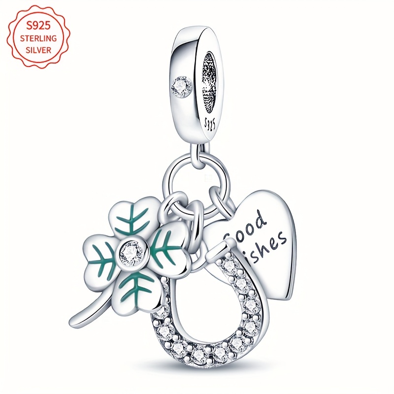 

A Set Of Original 925 Sterling Silver Sparkling Horseshoe Clover Charms, Making With Original Bracelets And Necklaces, Ideal Gifts For Girls For Engagements And Birthdays.