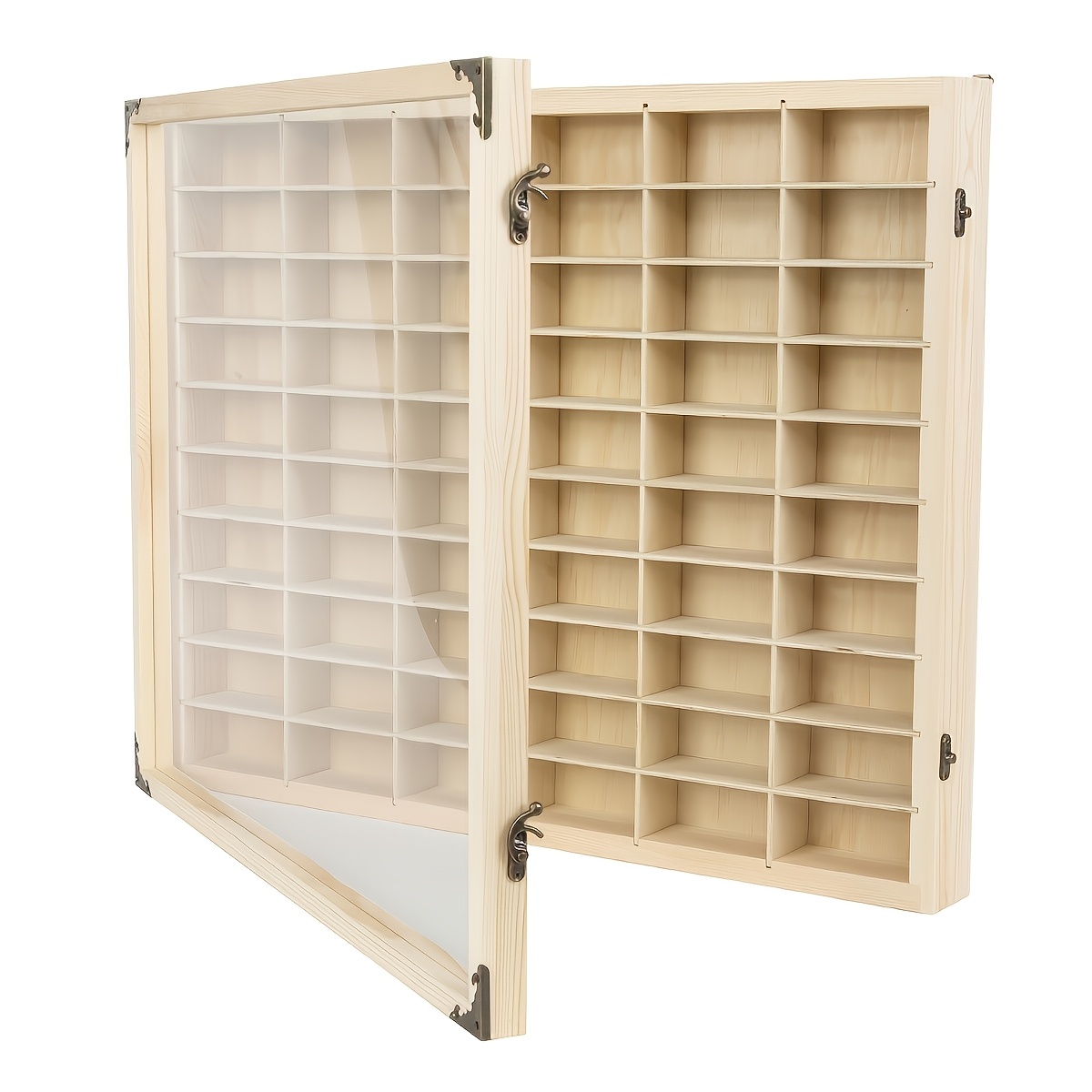 1pc Scale Wood & Acrylic Transparent Wall-mounted Car Model Display Case Suitable For Miniature Collections, Dollhouse Diorama, Small Car Showcase, Dustproof Multi-grid Storage For Hobbyists