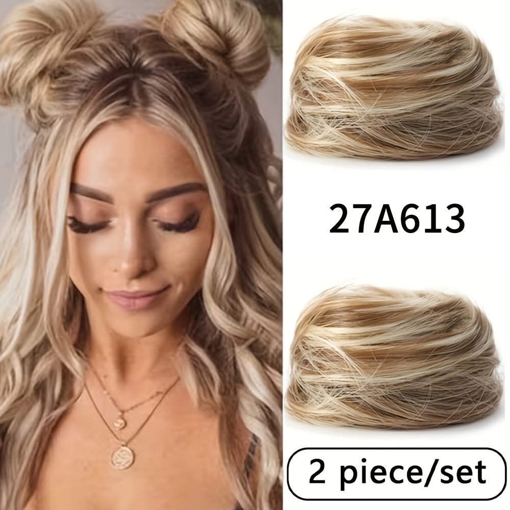 E-shop 2 Stück 4-Zoll Synthetische Gerade Haarschleife Haarknoten Perücke Geeignet für Damen Haarstyling, Frühlingsfest Valentinstag Spar Event