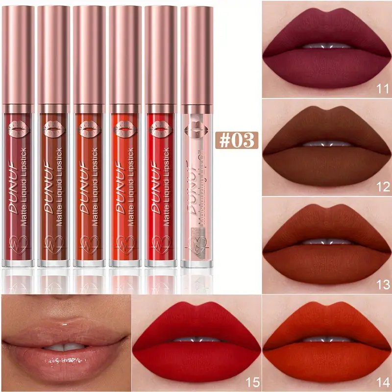 HANDAIYAN 6-Piece Matte Velvet Lip Gloss Set – Waterproof Long Lasting Makeup Gift