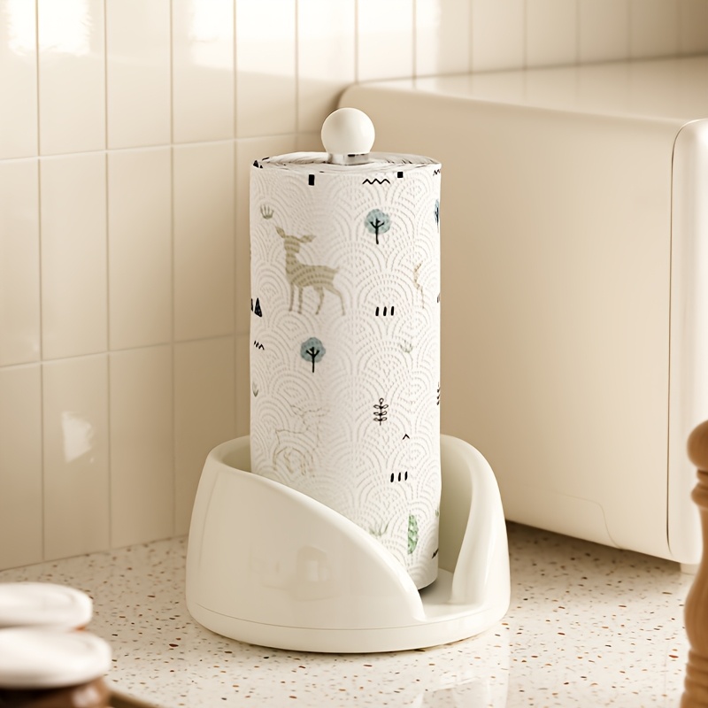 1pc stainless plastic rotating kitchen paper towel holder countertop organizer space saving rotator roll dispenser with hygienic   access compatible with napkins cling film   tape free for office Product details 7