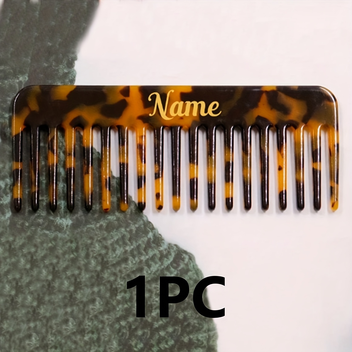 TEMU Custom Marble Texture Wide Tooth Comb, Personalized Wide Tooth Comb For Curls, Customized Name Comb, Customizable Text Detangler Brush, Wide