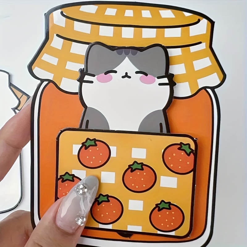 Cartoon Cat Jam Stickers Paper Craft Quiet Book Temu