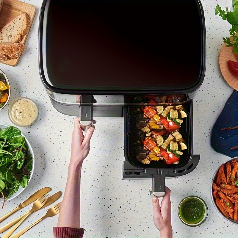 Sartén de Freidora de Aire de Doble Zona Compatible con Hornos y Microondas - Cesta Antiadherente Reutilizable, Fácil de Limpiar, Ajuste para la Mayoría de Freidoras de Aire y Uso Comercial, Compatible con Freidoras de Aire, Hornos, Microondas (Capacidad de 9L) - para cocina