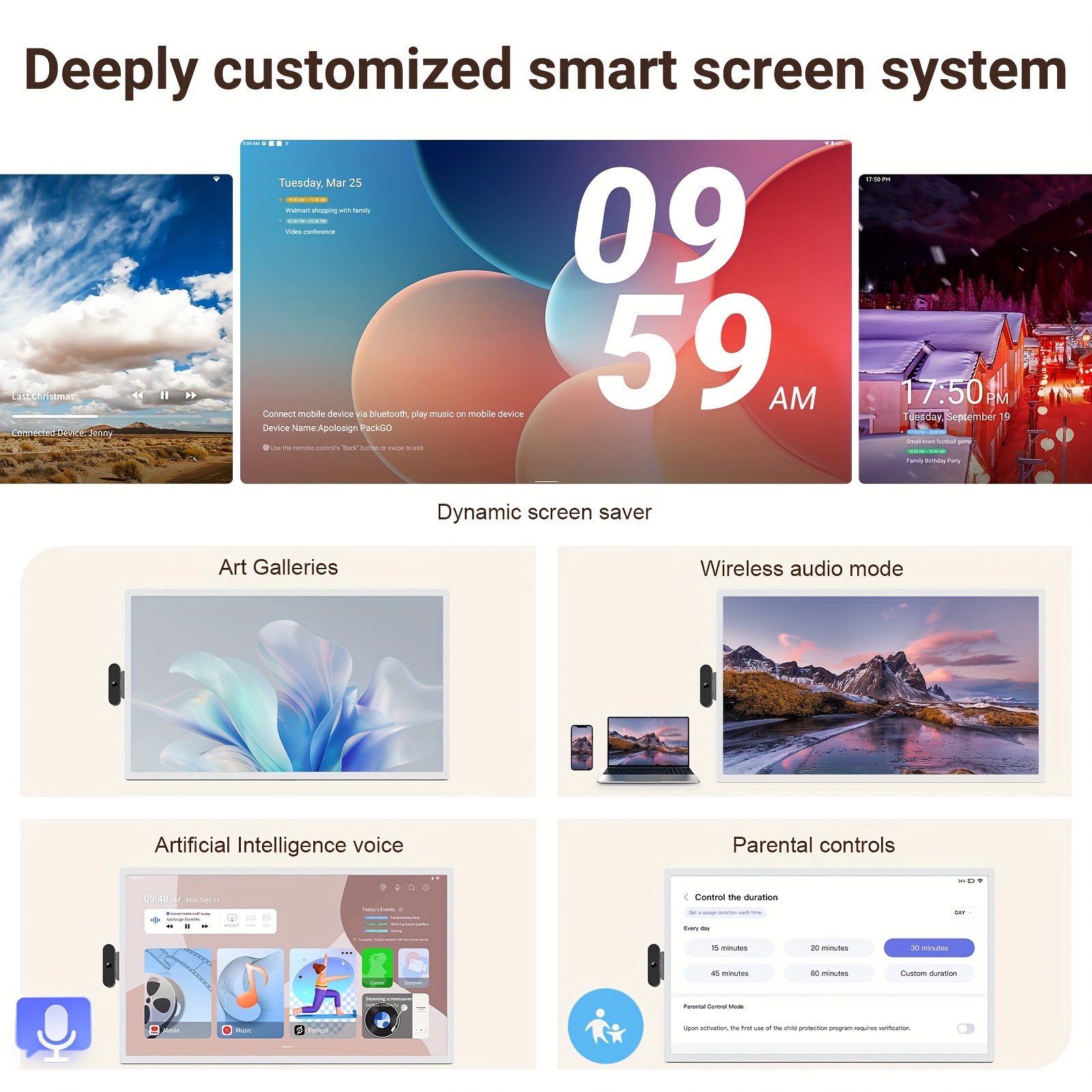 holiday upgrade   32 uhd 4k rotatable   smart tv   2nd gen portable   touchscreen monitor 16gb 256gb wheel portable voice remote black friday must have tablet pad tablet pad Product details 5