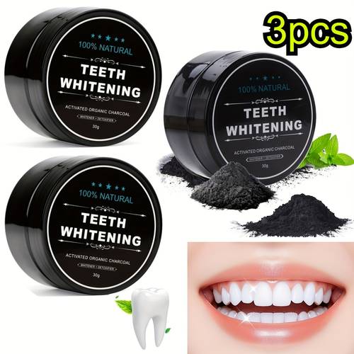 3pcs teeth charcoal powder activated charcoal tooth cleaning powder natural toothpaste alternative oral care sets natural coconut and chemical