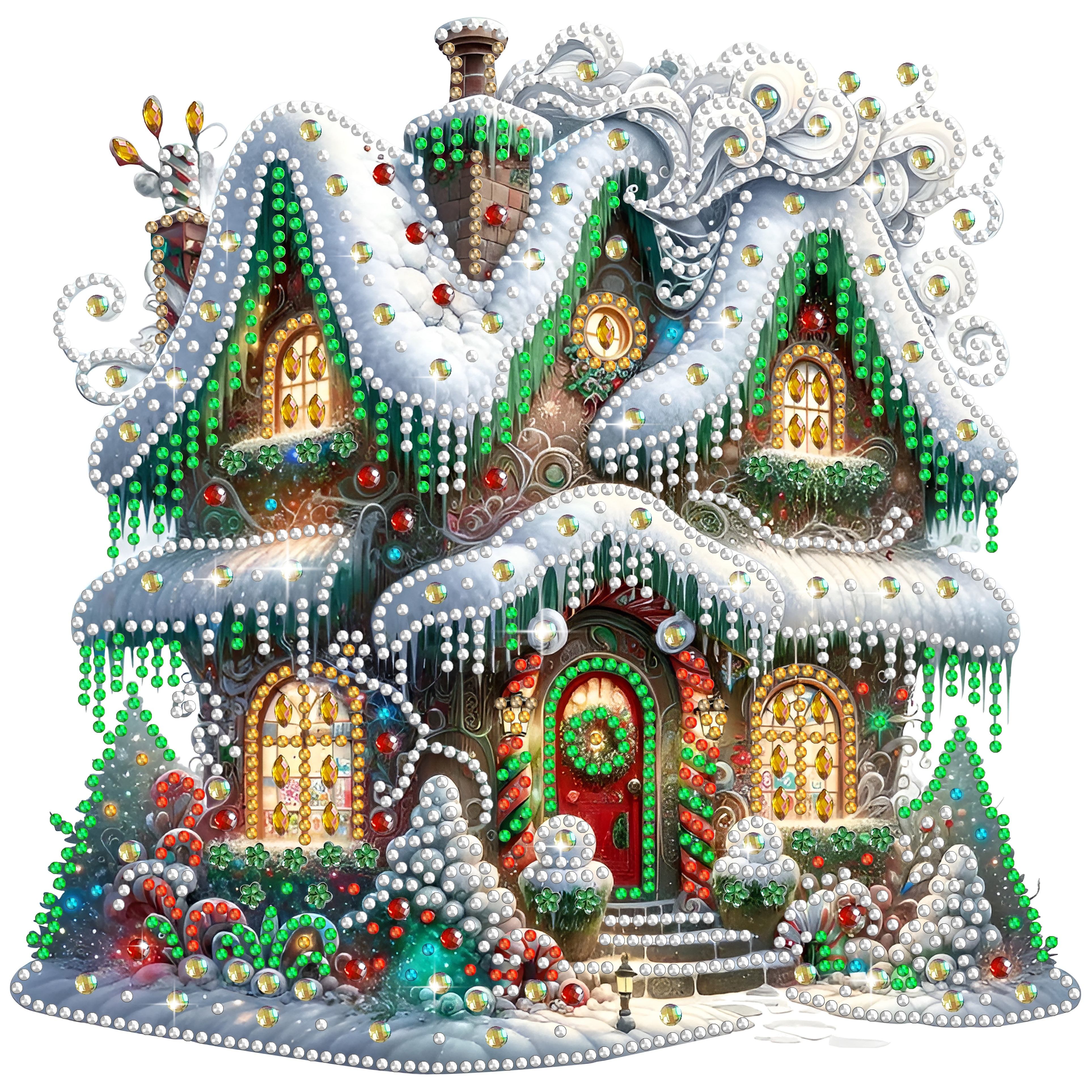 

Festive Christmas House Diamond Painting Kit: 5d Diy, Special Shape Diamonds, Pearl , Adult Art Craft, Unique Gift, Home Wall Decor