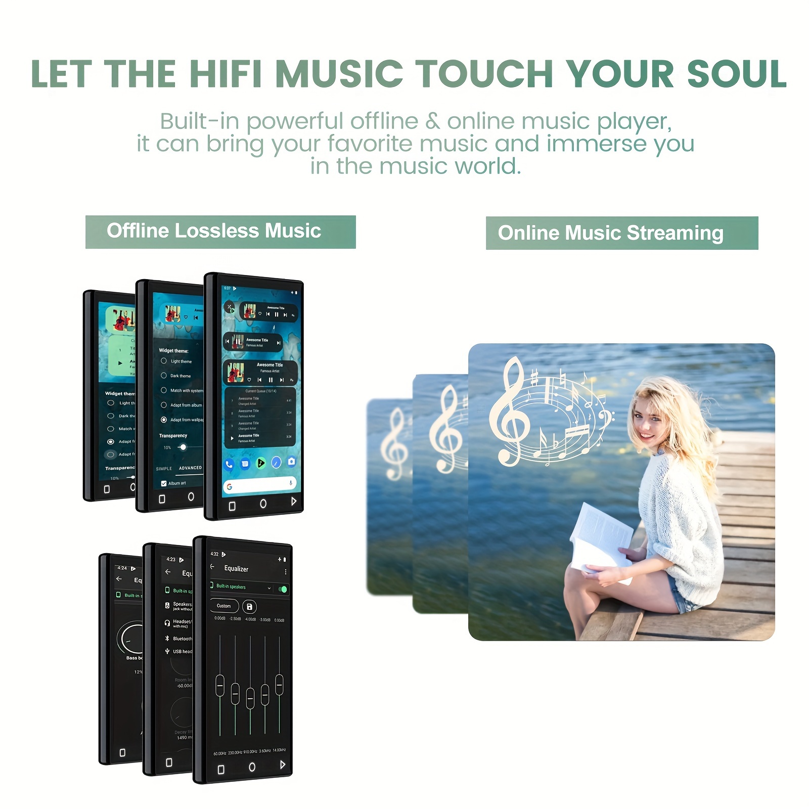  YFFIZQ Reproductor MP3 Android 9.0 de 144 GB con