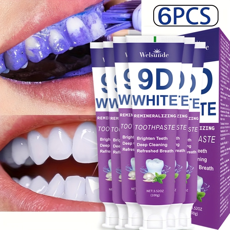 TEMU 6pcs 9d White Remineralizing Hydroxyapatite Toothpaste - Deep Cleaning, , Gums, , Ideal For , Everyday Oral Hygiene Gift, Toothpaste For Cleaning Teeth, Men's Oral Care-welsunde