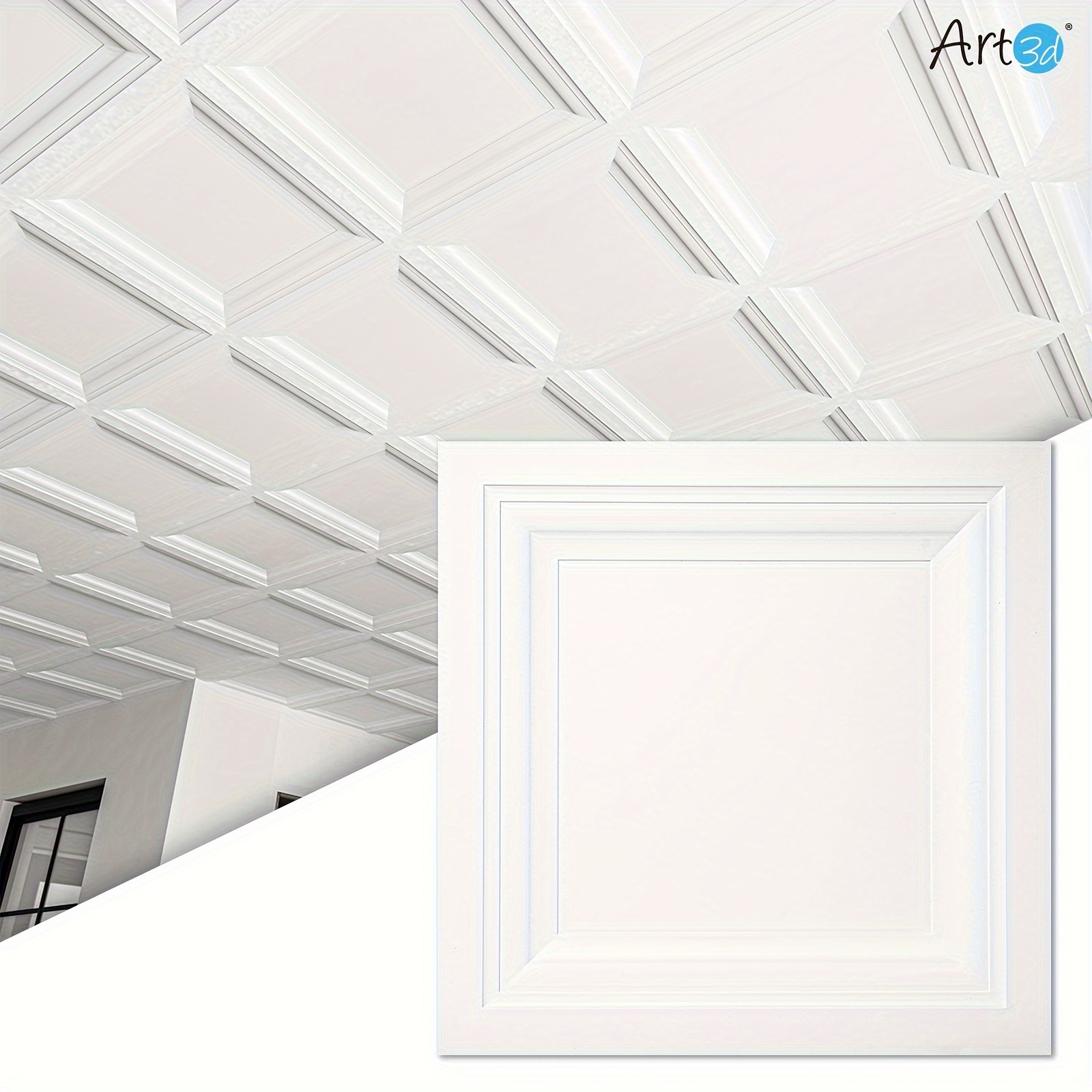 

12-pack Square White Drop Ceiling Tile 24"x24", 48 Sq Ft/case