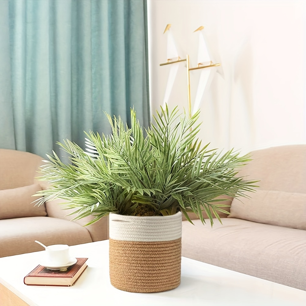 1pc Jute Rope Plant Basket - Modern Woven Rustic Home Decor, Lightweight Circular Storage Organizer For 8"/12" Flower Pots, Indoor Floor Planter Basket For Plants & Storage, Shelf Baskets