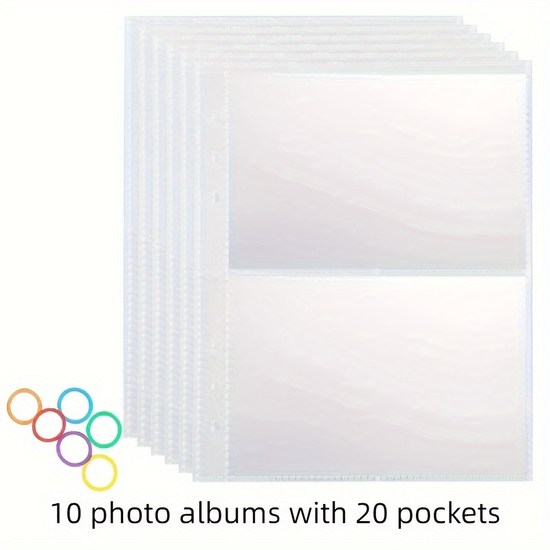 

10 Packs, A5 Photo Pockets For Ring Binder Albums, 10pcs Portrait Format, Pocket Sleeves Double-sided Photo Pages Top Loading Photo Sheet Protector For Photos Postcards Seed Packets, 20 Pockets