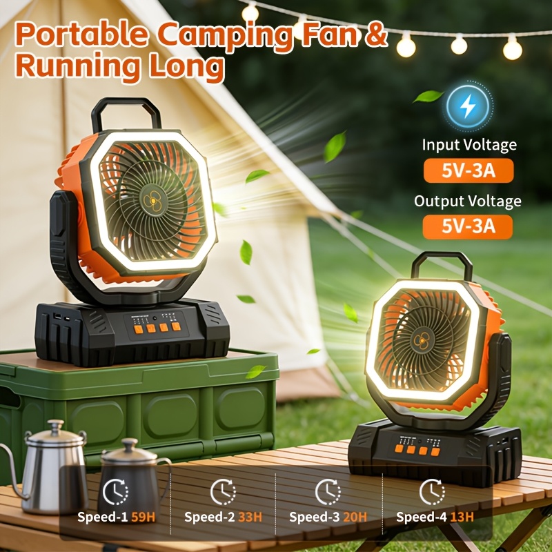 20000mah battery powered camping fan rechargeable battery   settings with remote control and led lantern 1 8 hour timer 90   portable outdoor fan with 360 hook suitable for indoor and outdoor use tents and travel