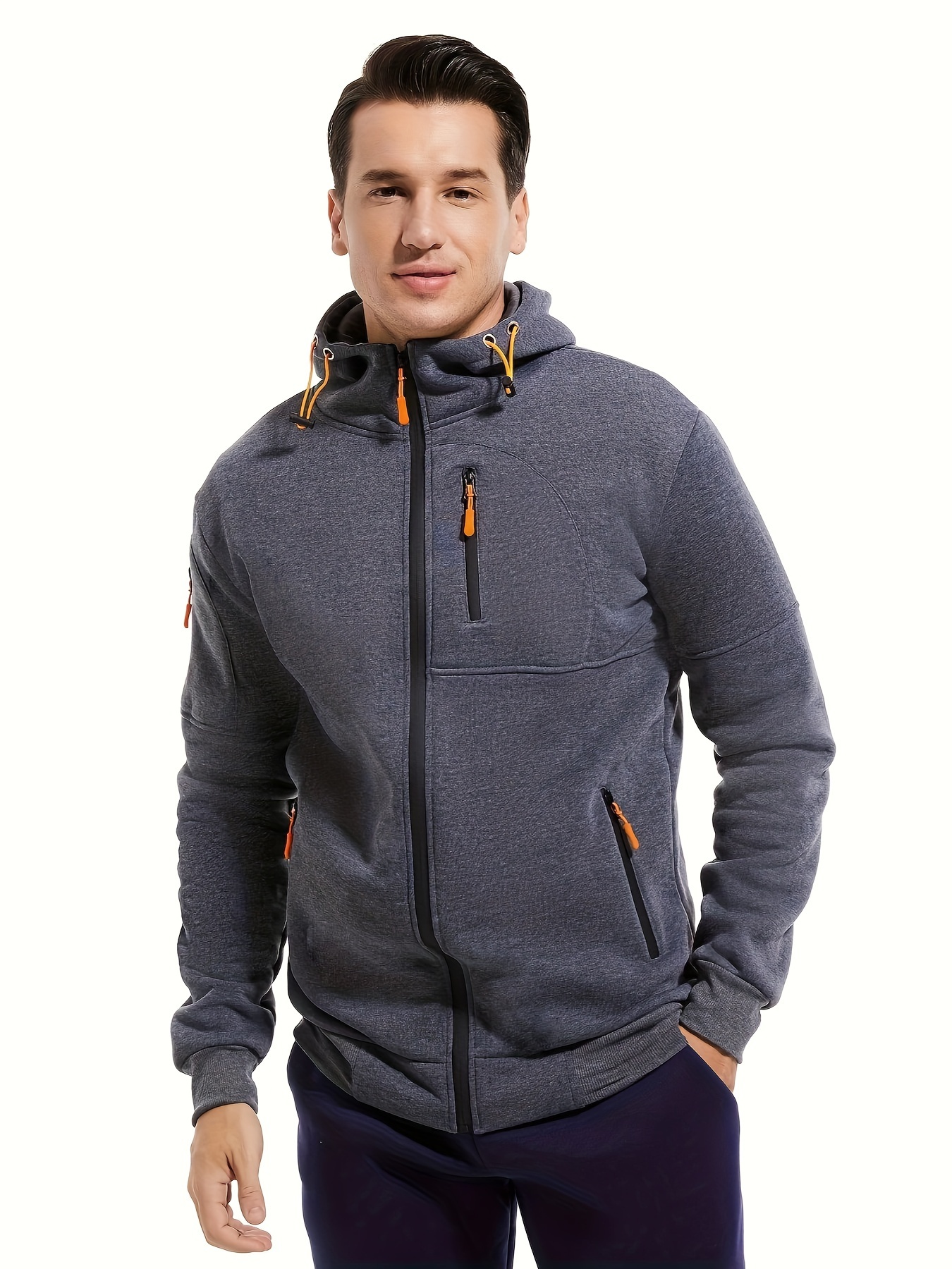Oversize herr hoodie med huva och fleecefoder för träning_voghion.com