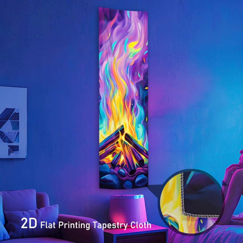 uv reactive blacklight tapestry abstract rainbow fire Temu Denmark