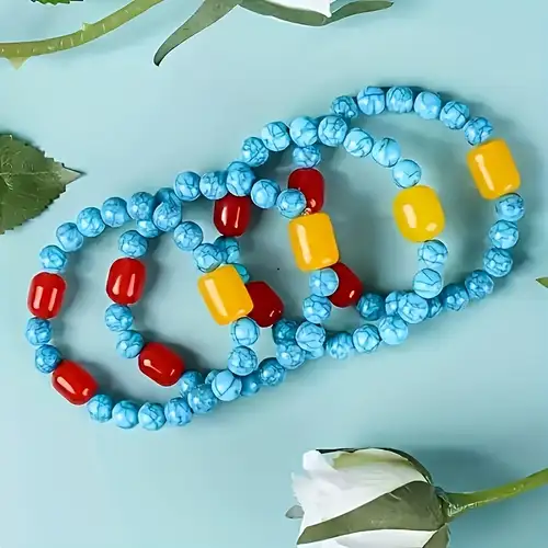 Mens Beads 8mm Natural Agate Gemstone Bead Bracelet - Handmade Weave, No Clasp, For Men & Women Natural Stone Bracelet - Foto 7