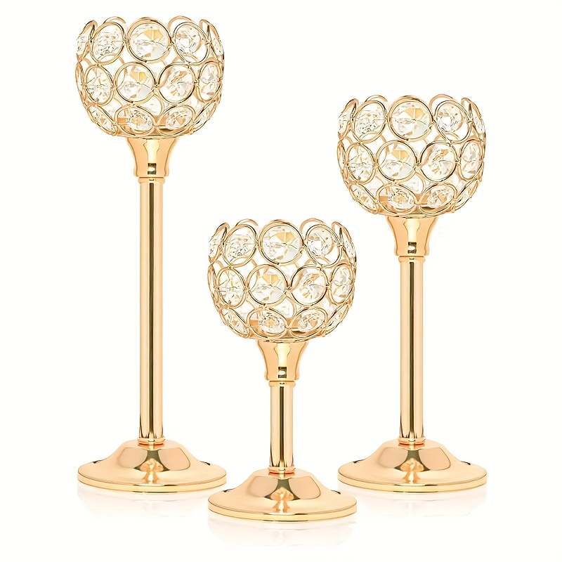 TEMU 3pcs Metal Holder Set, Elegant Holder Set - Windproof, Christmas, Halloween Dinners, Valentine's Day, Wedding Anniversaries, And Home Decor -