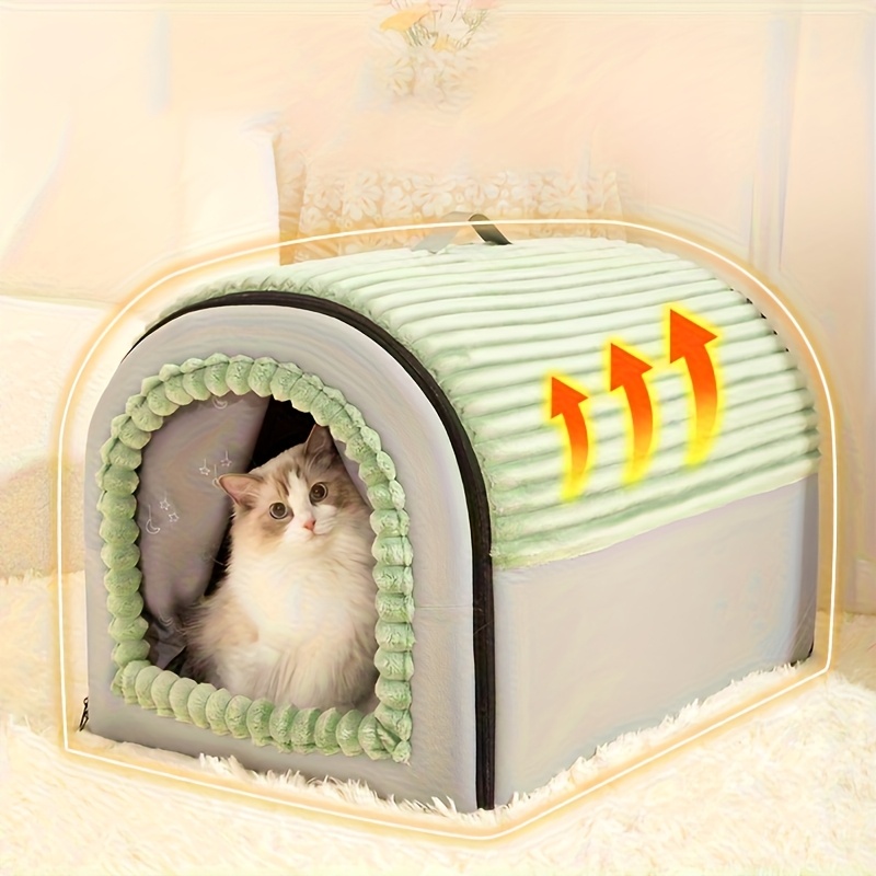 All-Season Warm & Cozy & Dog House with Plush Removable Bed - Spacious Cottage-Style Pet Tent for Large Breeds, Indoor/Outdoor Use, Winter-Ready Kennel for Golden Retrievers, Shih Tzus, Pomeranians - Easy-Clean Durable Pet Shelter