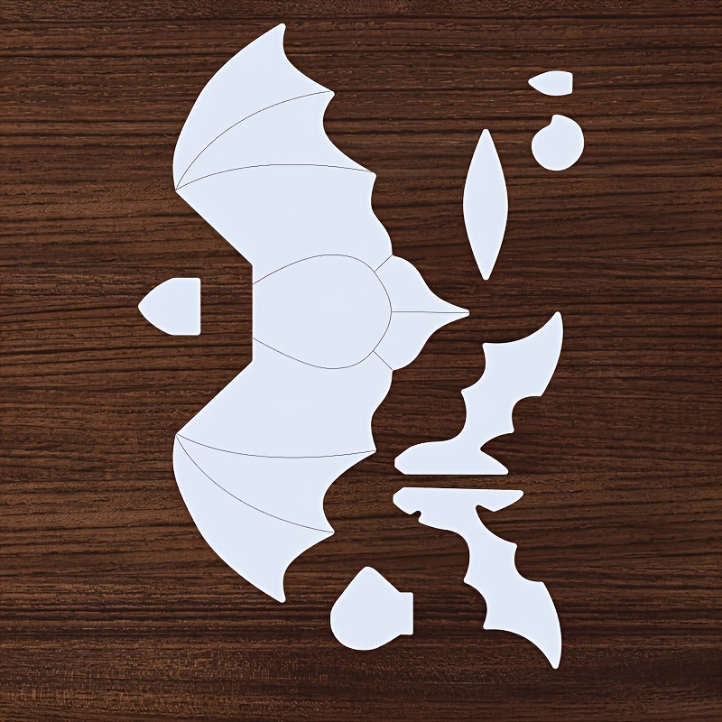 TEMU 1 Set (8pcs) Reusable Bat-themed Stencils Suitable For Crafting, Painting, Diy - Bat Shapes & Bat Patterns For Scrapbooking, Door Signs, Shirts,